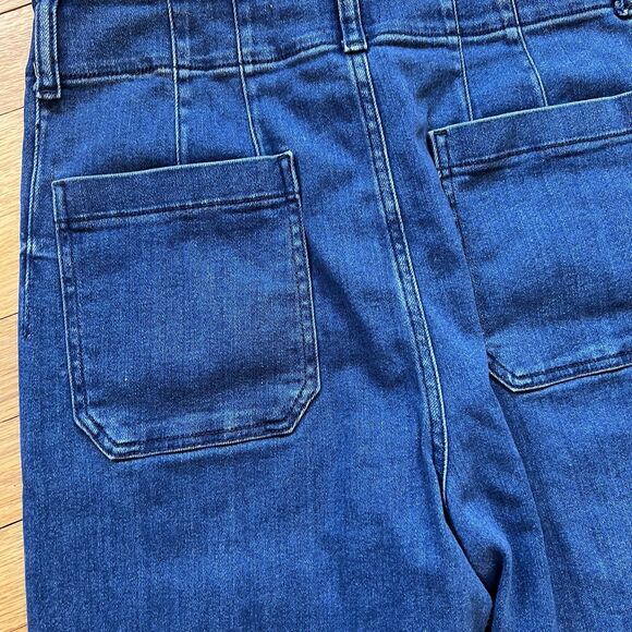 Maeve Anthropologie The Colette Wide Leg Cropped Jeans Denim Blue Size 30 Boho - Picture 9 of 10
